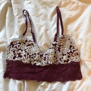 Urban Outfitters burgundy and cream bralette